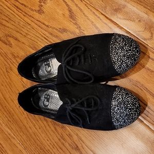 Women's rhinestone lace up flats